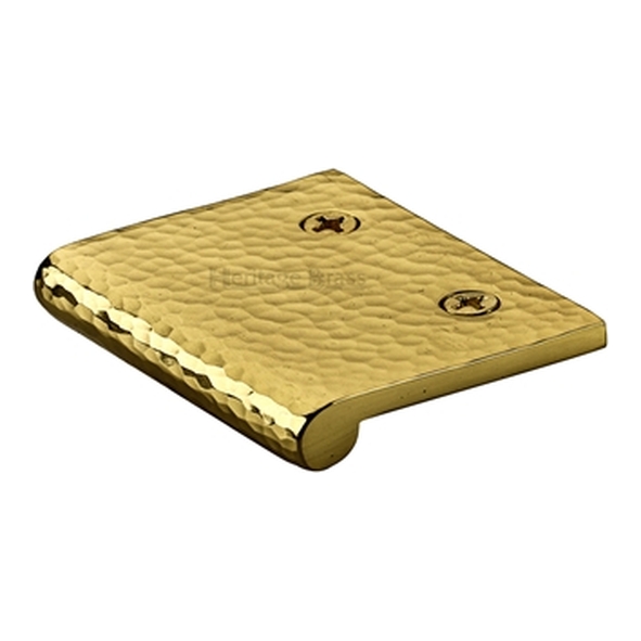 HAMEP50-38-PB � 50 x 38 x 3.0mm � Polished Brass � Heritage Brass Straight Hammered Heavy Finger Pull