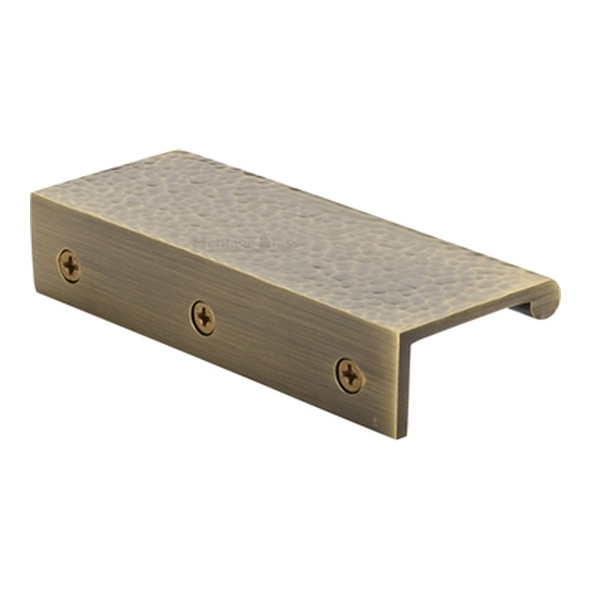 HAMEPR100-40-AT � 100 x 40 x 3.0mm � Antique Brass � Heritage Brass Angled Hammered Heavy Finger Pull