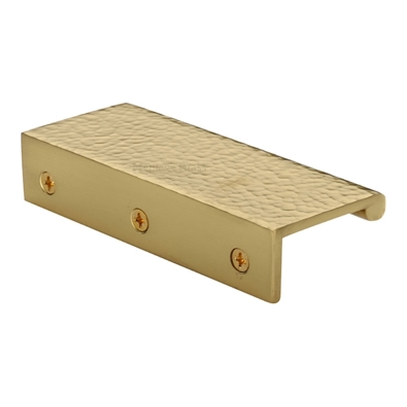 HAMEPR100-40-PB � 100 x 40 x 3.0mm � Polished Brass � Heritage Brass Angled Hammered Heavy Finger Pull