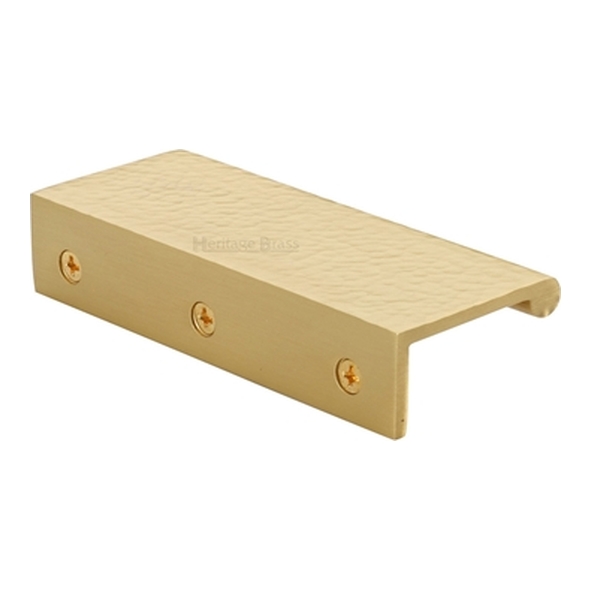 HAMEPR100-40-SB � 100 x 40 x 3.0mm � Satin Brass � Heritage Brass Angled Hammered Heavy Finger Pull