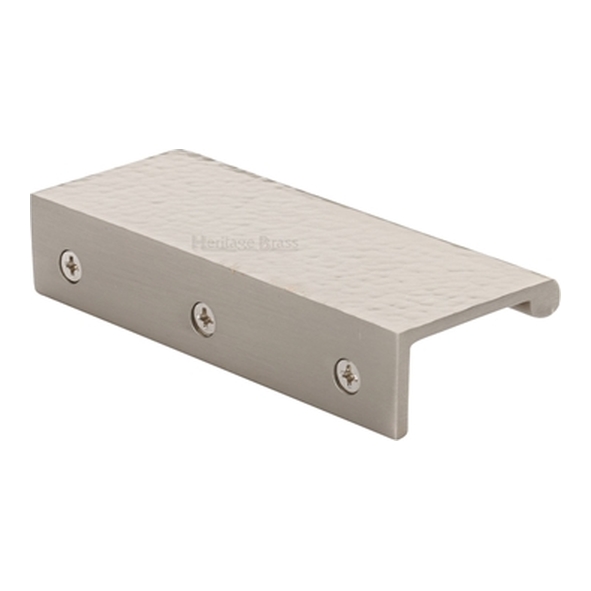 HAMEPR100-40-SN � 100 x 40 x 3.0mm � Satin Nickel � Heritage Brass Angled Hammered Heavy Finger Pull