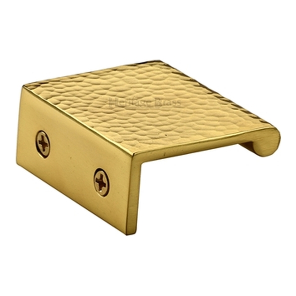 HAMEPR50-40-PB � 50 x 40 x 3.0mm � Polished Brass � Heritage Brass Angled Hammered Heavy Finger Pull