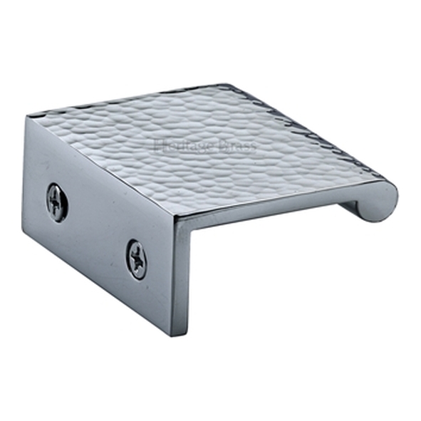 HAMEPR50-40-PC � 50 x 40 x 3.0mm � Polished Chrome � Heritage Brass Angled Hammered Heavy Finger Pull