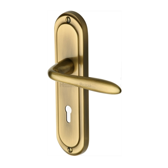 HEN1200-AT • Standard Lock [57mm] • Antique Brass • Heritage Brass Henley Levers On Backplates