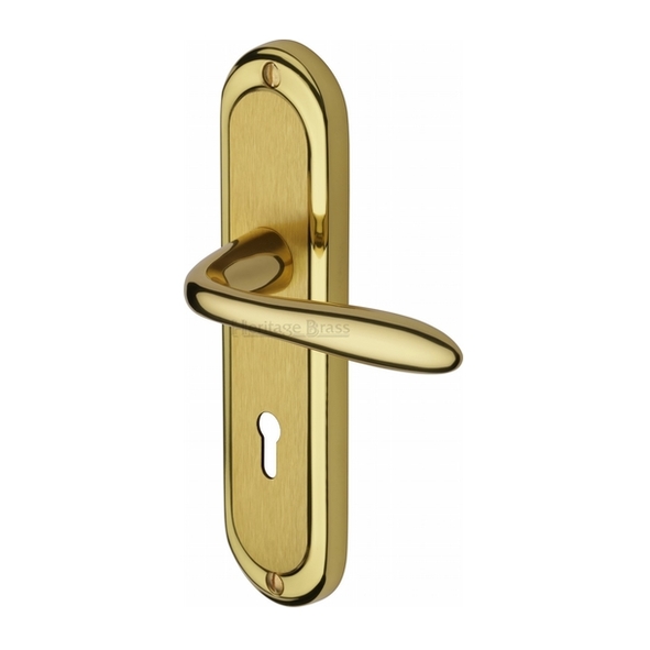 HEN1200-MF  Standard Lock [57mm]  Satin / Pol Brass  Heritage Brass Henley Levers On Backplates