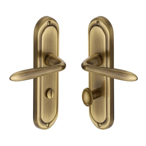 HEN1230-AT • Bathroom [57mm] • Antique Brass • Heritage Brass Henley Levers On Backplates