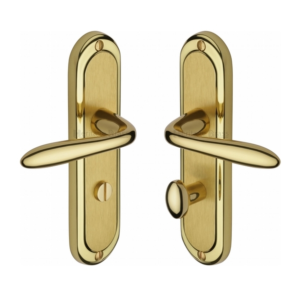 HEN1230-MF • Bathroom [57mm] • Satin / Polished Brass • Heritage Brass Henley Levers On Backplates