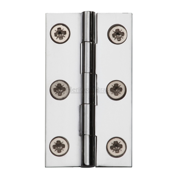 HG99-110-PC  038 x 022 x 1.2mm  Polished Chrome [10kg]  Unwashered Square Corner Brass Butt Hinges