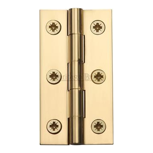 HG99-120-PB  065 x 035 x 1.4mm  Polished Brass [17.5kg]  Unwashered Square Corner Brass Butt Hinges