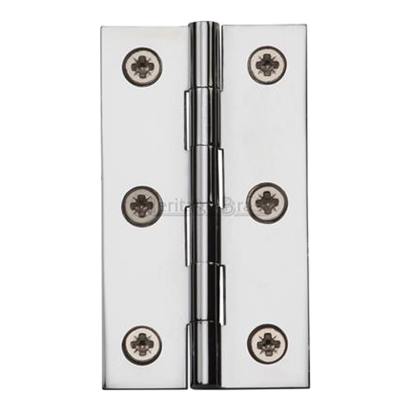 HG99-125-PC • 075 x 040 x 2.5mm • Polished Chrome [25kg] • Unwashered Square Corner Brass Butt Hinges