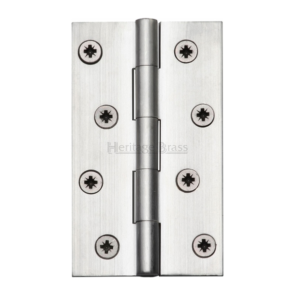 HG99-130-SC • 100 x 060 x 3.0mm • Satin Chrome [37.5kg] • Unwashered Square Corner Brass Butt Hinges