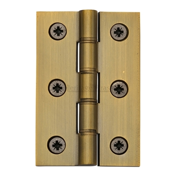 PR88-400-AT  075 x 050 x 2.5mm  Antique Brass [25kg]  Phospher Bronze Washered Square Corner Brass Butt Hinges