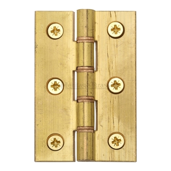 HG99-345-NB  075 x 050 x 3.2mm  Plain Brass [30kg]  Phospher Bronze Washered Square Corner Brass Butt Hinges