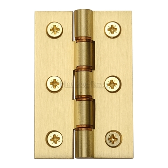 HG99-345-SB • 075 x 050 x 3.2mm • Satin Brass [30kg] • Phospher Bronze Washered Square Corner Brass Butt Hinges