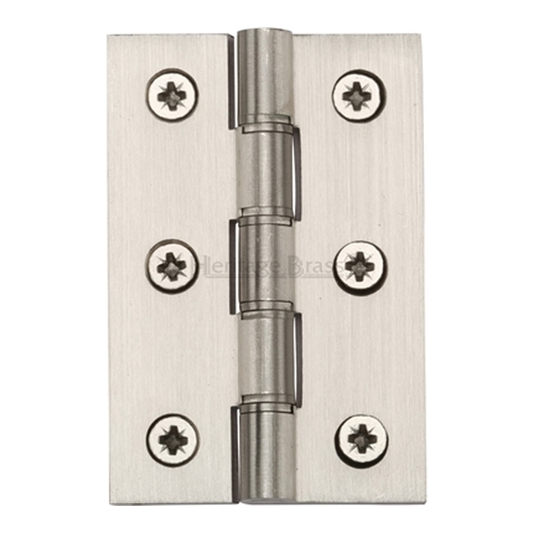 HG99-345-SN  075 x 050 x 3.2mm  Satin Nickel [30kg]  Phospher Bronze Washered Square Corner Brass Butt Hinges