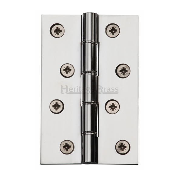 HG99-350-PC • 100 x 068 x 3.7mm • Polished Chrome [55kg] • Phospher Bronze Washered Square Corner Brass Butt Hinges