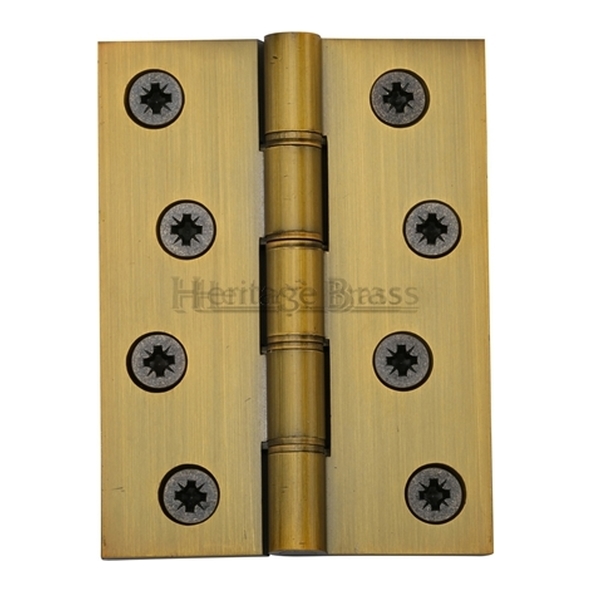 HG99-355-AT  100 x 075 x 4.2mm  Antique Brass [80kg]  Phospher Bronze Washered Square Corner Brass Butt Hinges