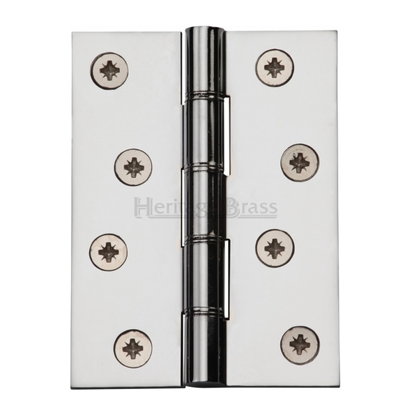 HG99-355-PC  100 x 075 x 4.2mm  Polished Chrome [80kg]  Phospher Bronze Washered Square Corner Brass Butt Hinges