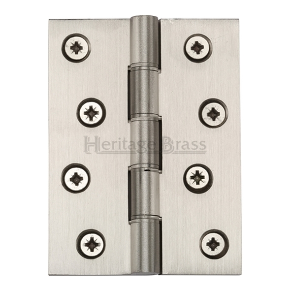 HG99-355-SN  100 x 075 x 4.2mm  Satin Nickel [80kg]  Phospher Bronze Washered Square Corner Brass Butt Hinges