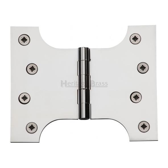 HG99-390-PC  100 x 125 x 075mm  Polished Chrome [50kg]  Unwashered Brass Parliament Hinges