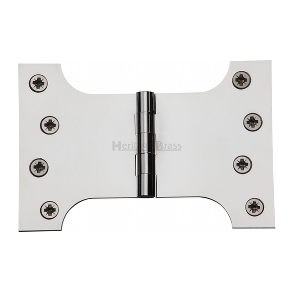 HG99-395-PC • 100 x 150 x 100mm • Polished Chrome [50kg] • Unwashered Brass Parliament Hinges