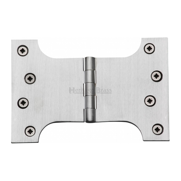 HG99-395-SC • 100 x 150 x 100mm • Satin Chrome [50kg] • Unwashered Brass Parliament Hinges