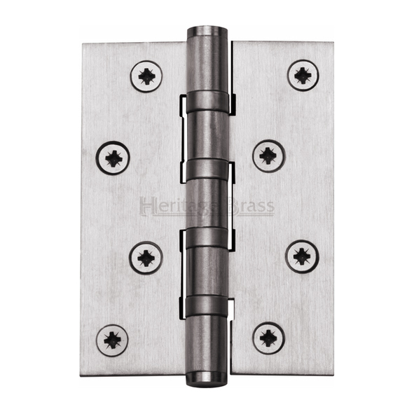 HG99-400-SN • 100 x 075 x 3.0mm • Satin Nickel [60kg] • 4 Ball Bearing Square Corner Brass Butt Hinges