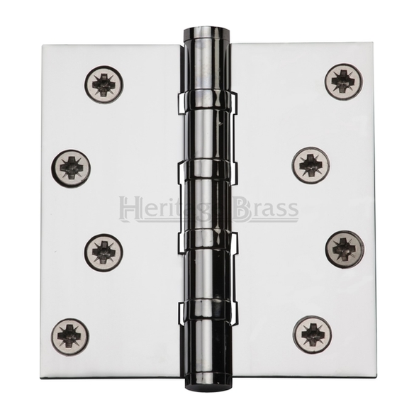 HG99-405-PC  100 x 100 x 3.0mm  Polished Chrome [80kg]  4 Ball Bearing Square Corner Brass Butt Hinges