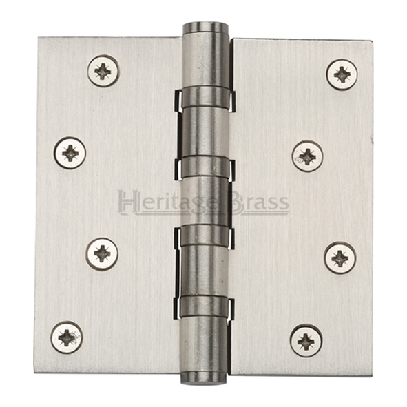 HG99-405-SN  100 x 100 x 3.0mm  Satin Nicke [80kg]  4 Ball Bearing Square Corner Brass Butt Hinges