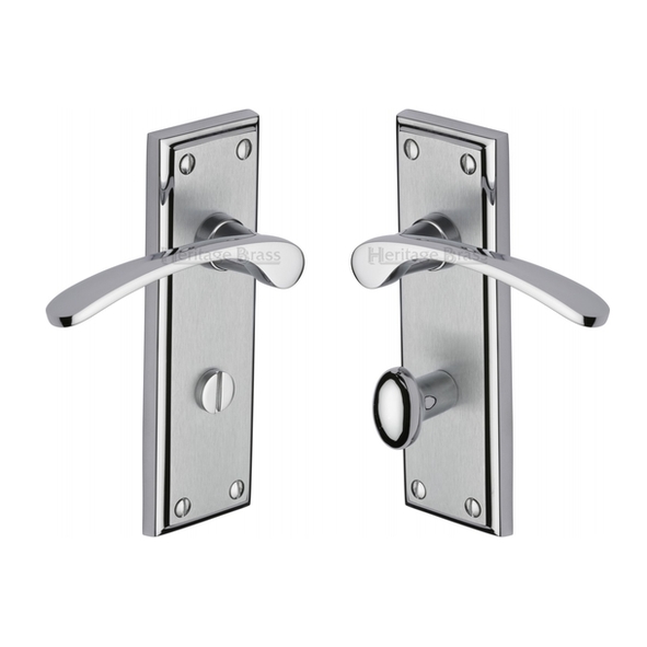 HIL8630-AP • Bathroom [57mm] • Satin / Polished Chrome • Heritage Brass Hilton Levers On Backplates