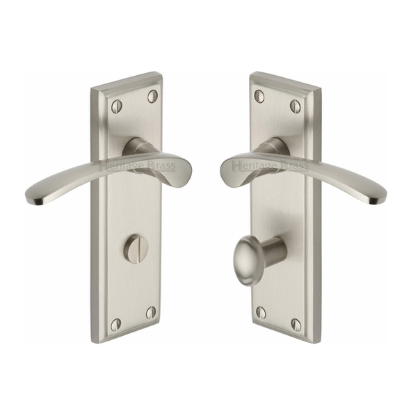 HIL8630-SN  Bathroom [57mm]  Satin Nickel  Heritage Brass Hilton Levers On Backplates