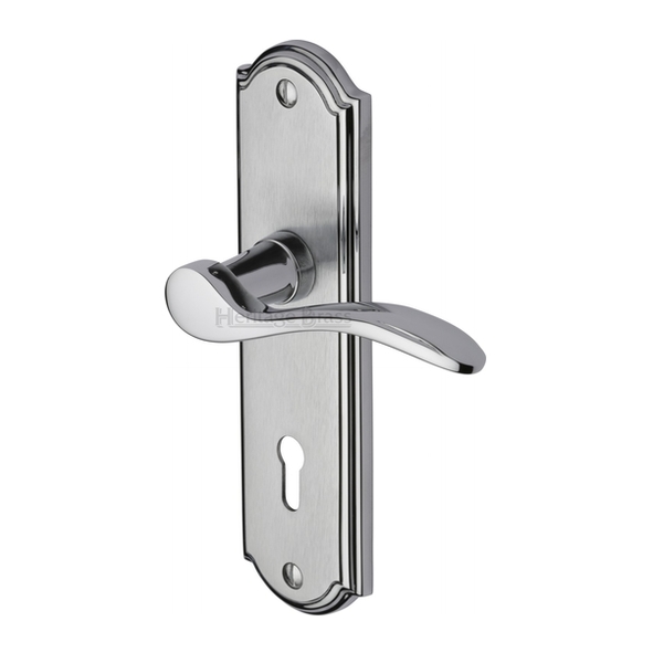 HOW1300-AP  Standard Lock [57mm]  Satin / Pol Chrome  Heritage Brass Howard Levers On Backplates