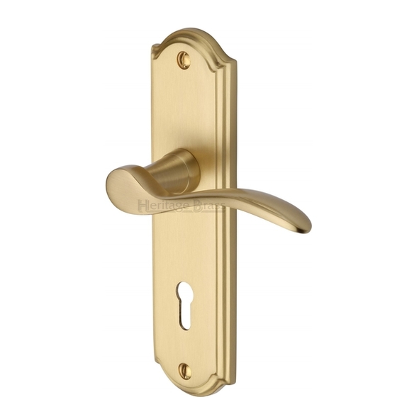 HOW1300-SB • Standard Lock [57mm] • Satin Brass • Heritage Brass Howard Levers On Backplates