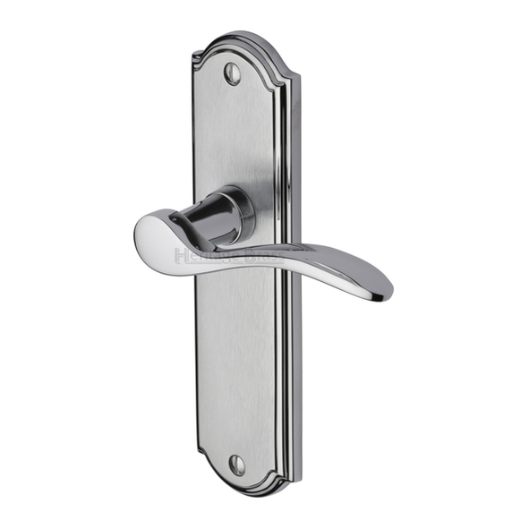 HOW1310-AP  Long Plate Latch  Satin / Polished Chrome  Heritage Brass Howard Levers On Backplates