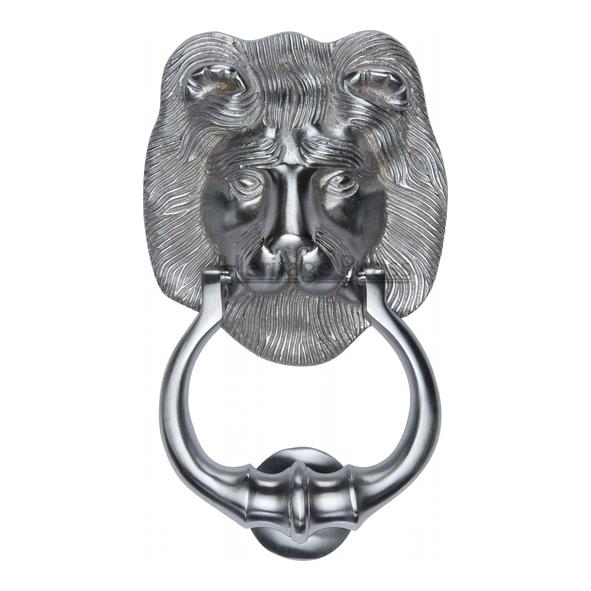 K1210-SC • 177 x 107mm • Satin Chrome • Heritage Brass Lions Head One Knocker