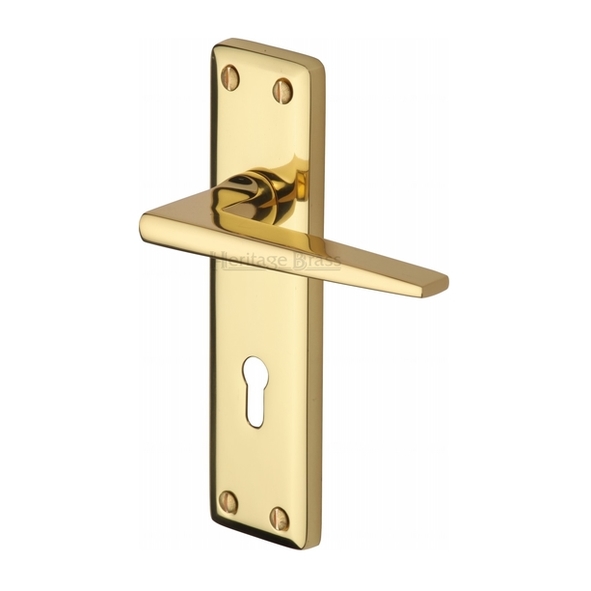 KEN6800-PB • Standard Lock [57mm] • Polished Brass • Heritage Brass Kendal Levers On Backplates