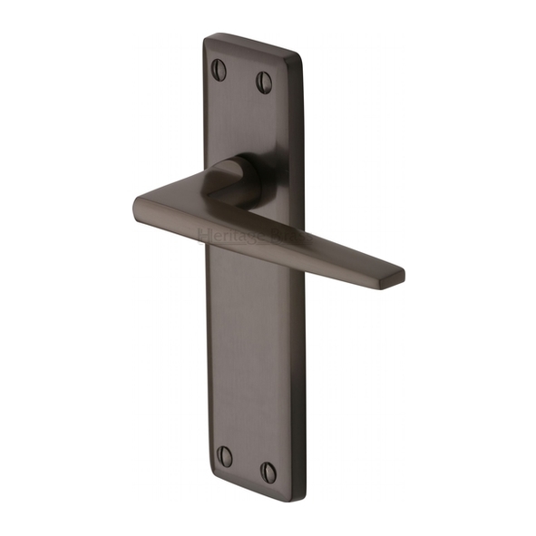 KEN6810-MB  Long Plate Latch  Matt Bronze  Heritage Brass Kendal Levers On Backplates