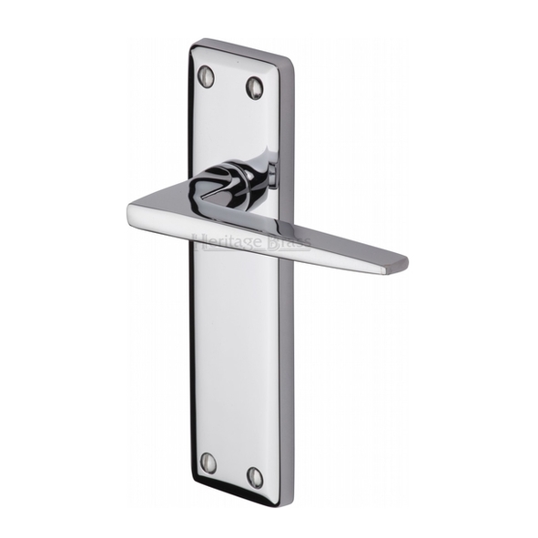 KEN6810-PC • Long Plate Latch • Polished Chrome • Heritage Brass Kendal Levers On Backplates