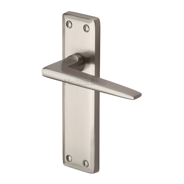 KEN6810-SN  Long Plate Latch  Satin Nickel  Heritage Brass Kendal Levers On Backplates