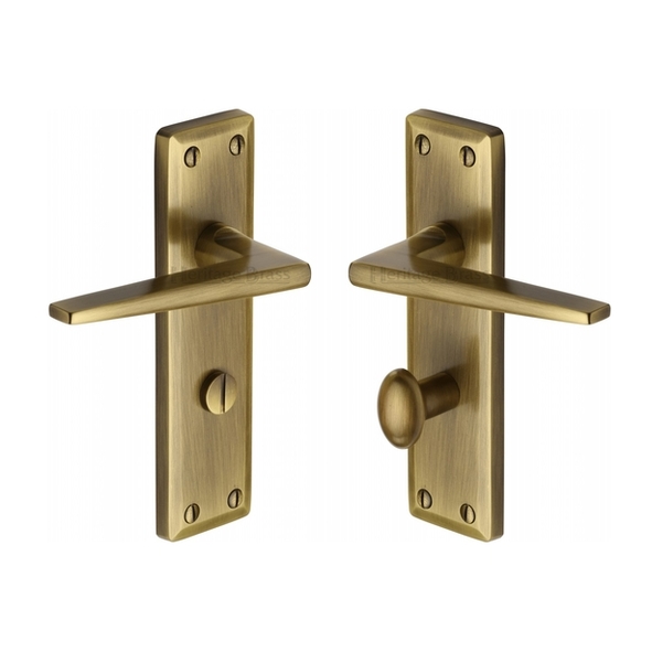 KEN6830-AT • Bathroom [57mm] • Antique Brass • Heritage Brass Kendal Levers On Backplates