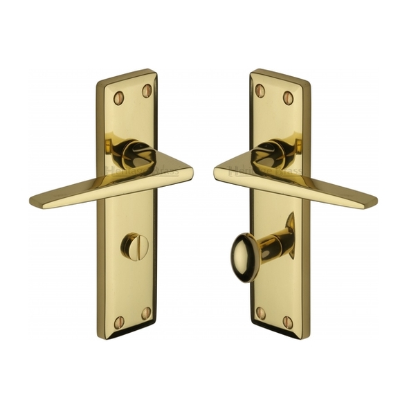 KEN6830-PB • Bathroom [57mm] • Polished Brass • Heritage Brass Kendal Levers On Backplates