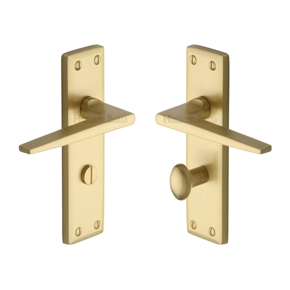 KEN6830-SB  Bathroom [57mm]  Satin Brass  Heritage Brass Kendal Levers On Backplates