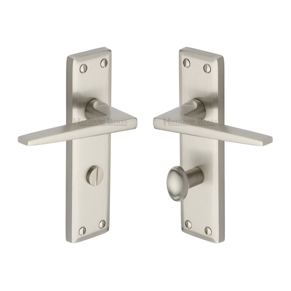 KEN6830-SN  Bathroom [57mm]  Satin Nickel  Heritage Brass Kendal Levers On Backplates