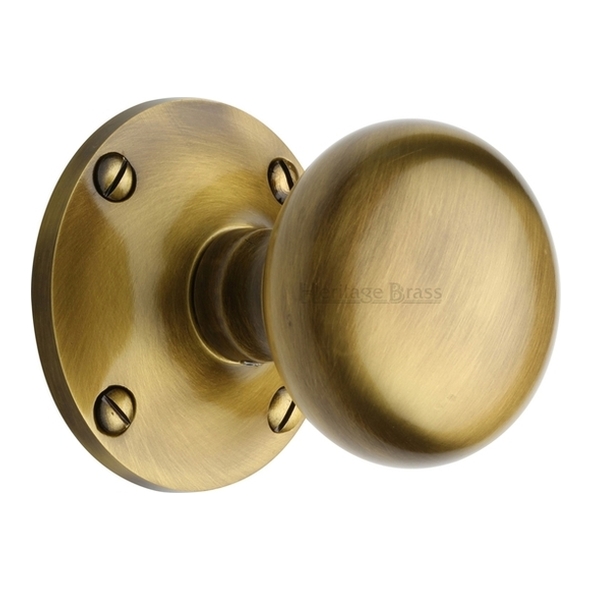 KEN980-AT  Antique Brass  Heritage Brass Kensington Mortice Knobs On Roses