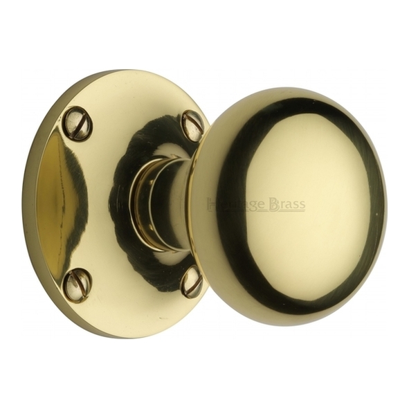 KEN980-PB  Polished Brass  Heritage Brass Kensington Mortice Knobs On Roses