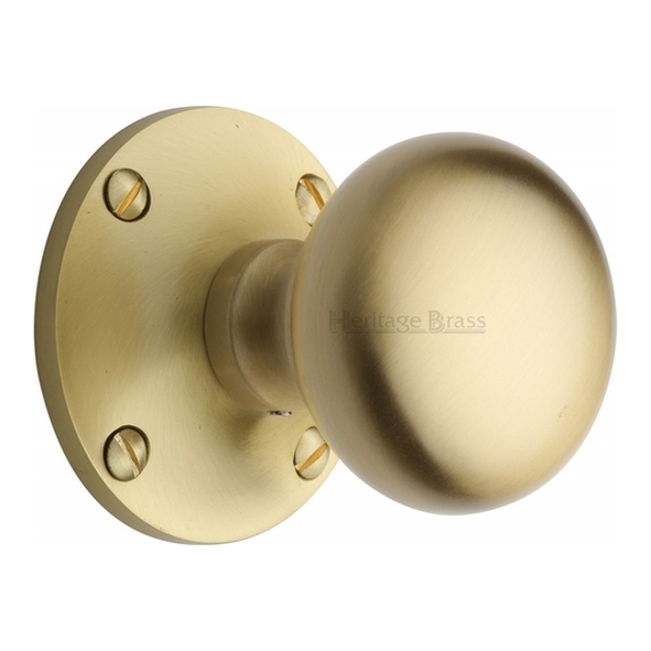 KEN980-SB  Satin Brass  Heritage Brass Kensington Mortice Knobs On Roses