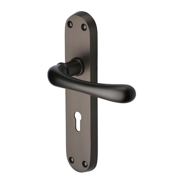 LUN5300-MB  Standard Lock [57mm]  Matt Bronze  Heritage Brass Luna Levers On Backplates