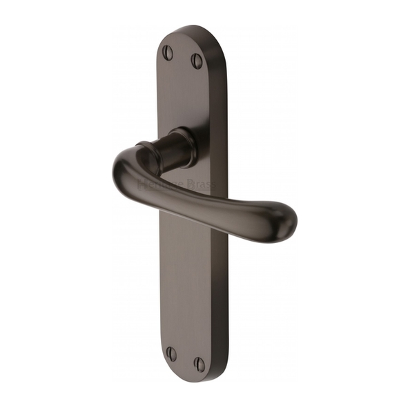 LUN5310-MB • Long Plate Latch • Matt Bronze • Heritage Brass Luna Levers On Backplates