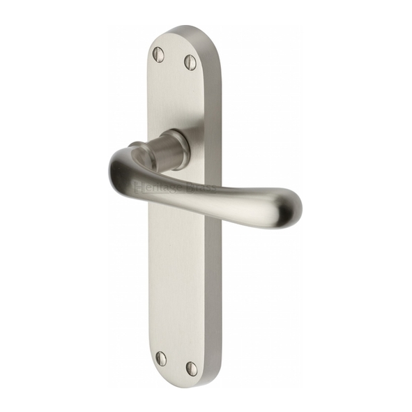 LUN5310-SN • Long Plate Latch • Satin Nickel • Heritage Brass Luna Levers On Backplates