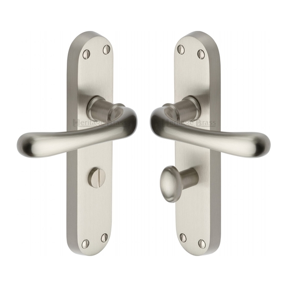 LUN5330-SN • Bathroom [57mm] • Satin Nickel • Heritage Brass Luna Levers On Backplates